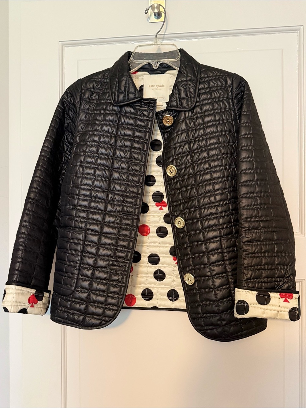 kate spade Black Quilted Button-Front Puffer Jacket